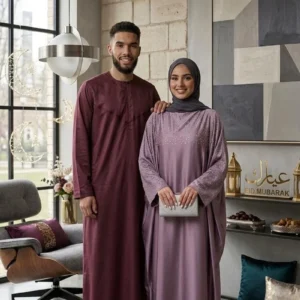 Couples Set: Anaayah Abaya and Emirati Maroon Thobe